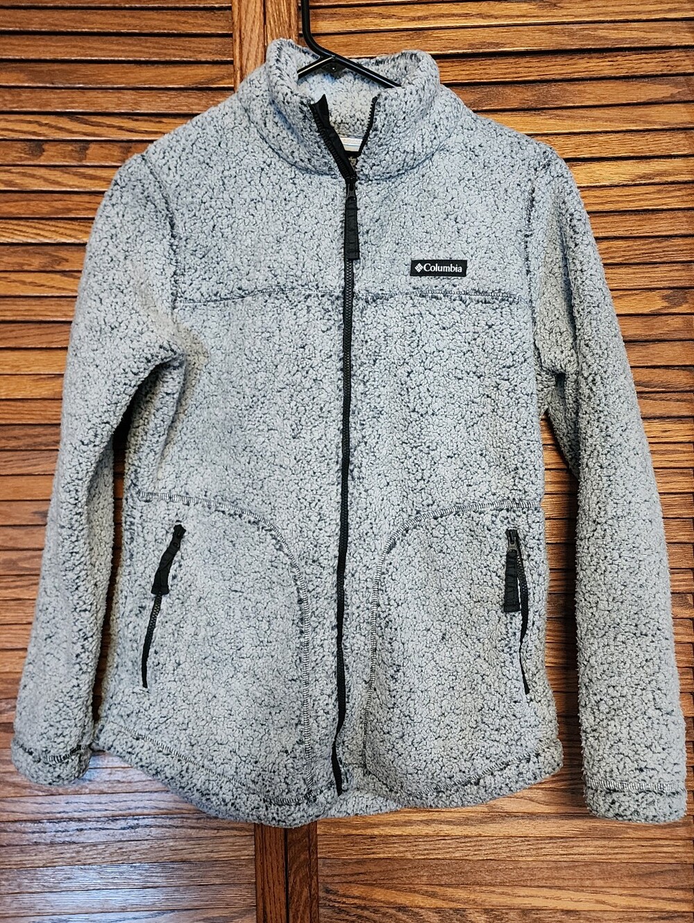 Columbia gray sherpa fleece zip up jacket women's size small